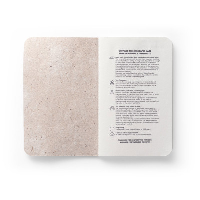 ORGANIC SOFT. A6 notepad with flexible cover made from organic elephant matter (80)